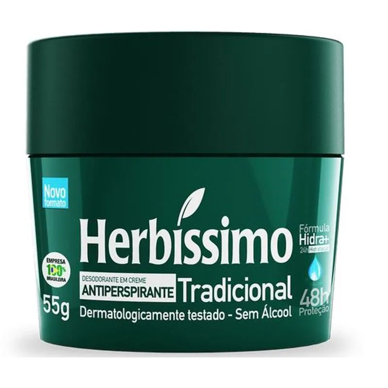 Desodorante Antiperspirante Herbíssimo Tradicional 48h Creme 55g