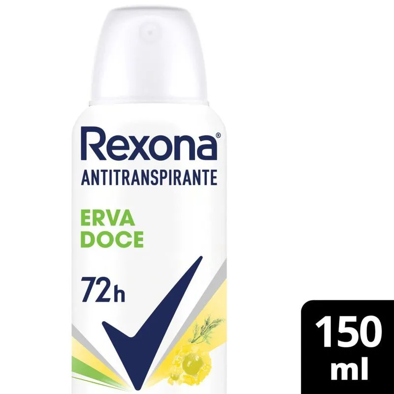 Desodorante Antitranspirante Rexona Erva Doce 72h Aerossol150ml