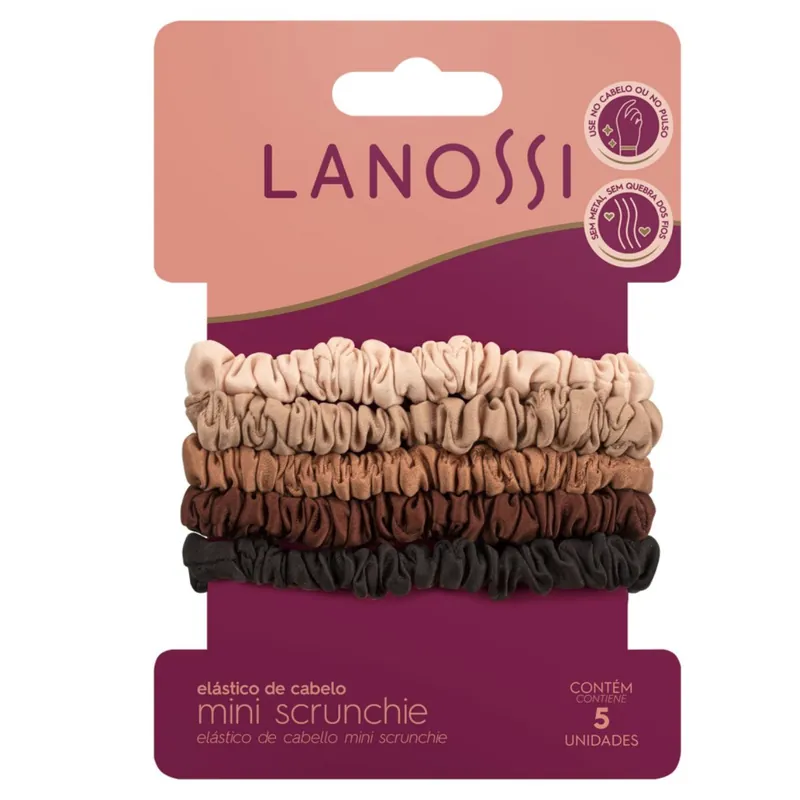 Elástico De Cabelo Lanossi Mini Scrunchie 5 Unidades