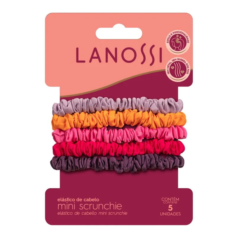 Elastico De Cabelo Lanossi Mini Scrunchie Summer 5 Unidades