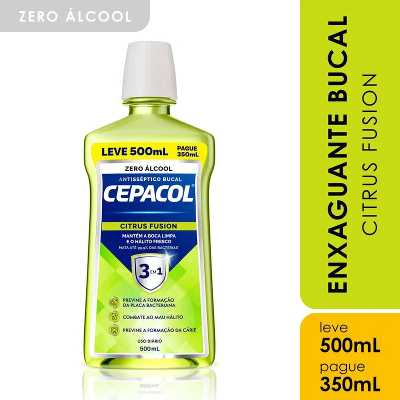 Enxaguante Bucal Cepacol Citrus Fusion Sem Álcool 500ml Leve 500 Pague 350ml