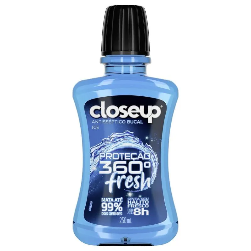 Antisséptico Bucal Closeup Proteção 360° Fresh Zero Álcool Sabor Ice 250ml