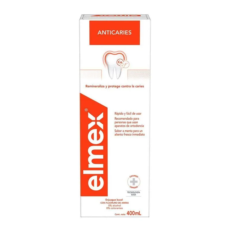 Enxaguante Bucal Elmex Anticáries Zero Álcool Sem Corantes Sabor Suave 400ml