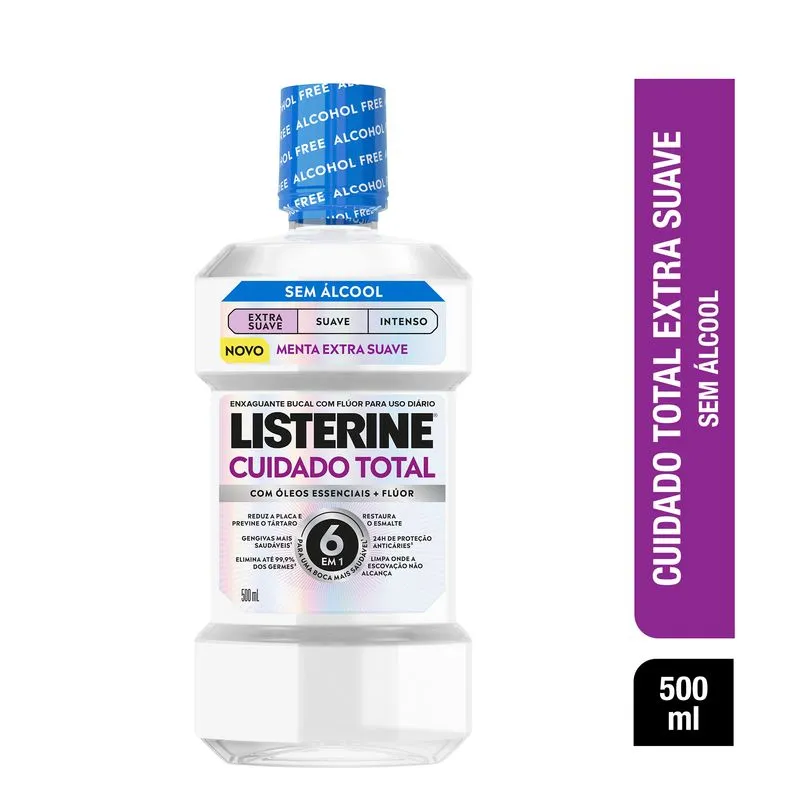 Enxaguante Bucal Listerine Zero Álcool Extra Suave Cuidado Total 500ml