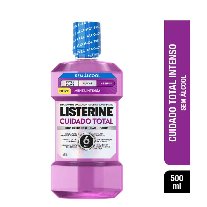 Enxaguante Bucal Listerine Zero Álcool Intensa Cuidado Total 500ml