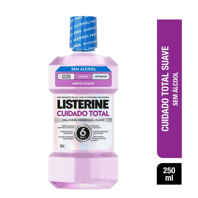 Antisséptico Bucal Listerine Cuidado Total 14 Benefícios Zero Álcool Sabor Menta Premium 250ml