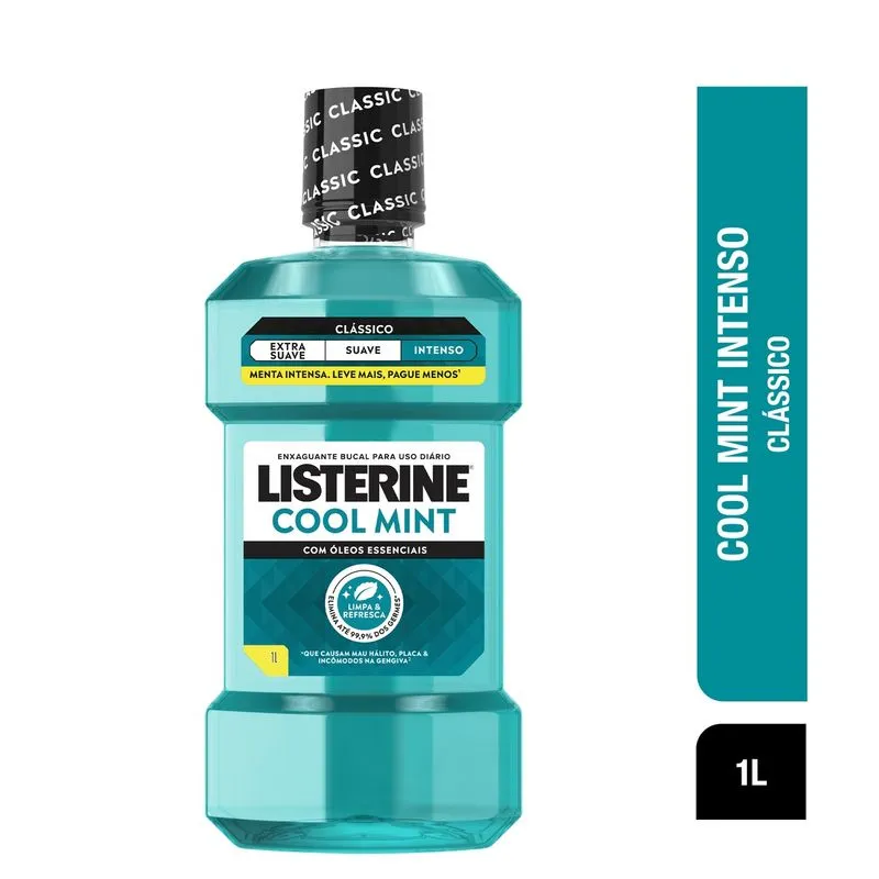 Antisséptico Bucal Listerine Cool Mint Refrescância Intensa Sabor Hortelã 1 Litro