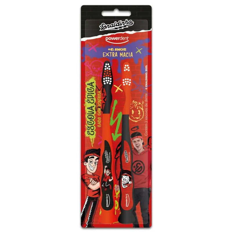 Escova De Dente Infantil Powerdent Enaldinho 2 Unidades