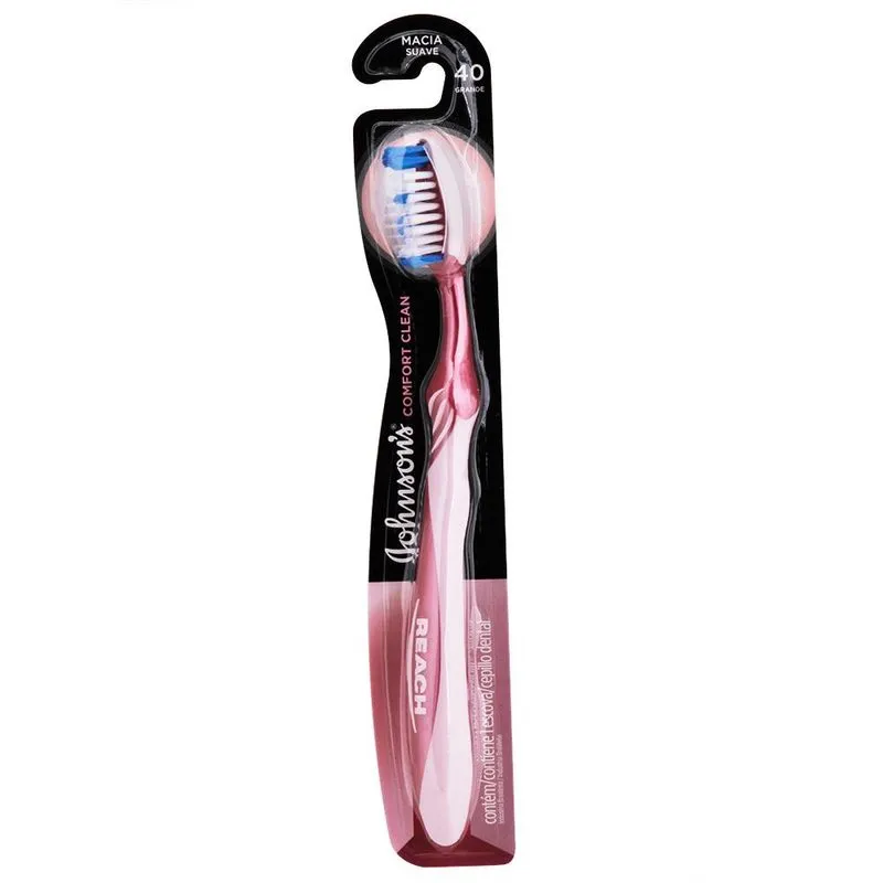 Escova de Dentes J&J Reach Comfort Clean - Macia, pacote com 40 unidades