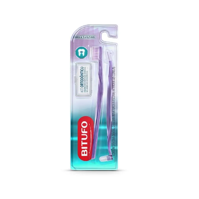 Kit Ortodôntico Bitufo: Escova Ortodôntica 1 Unidade + Escova Intertufo 1 Unidade + Refis Interdentais Cônico 3 a 6,2mm 6 Unidades