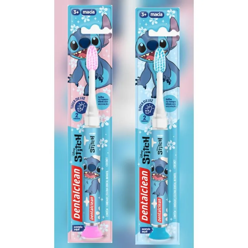 Escova Dental Infantil Dentalclean Macia Com Timer De Luz Stitch
