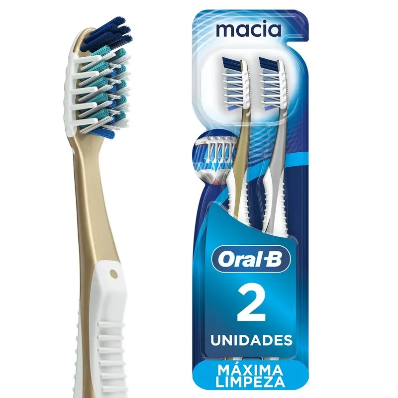 Escova de Dente Oral-B 7 Benefícios Cerdas Macias 2 Unidades