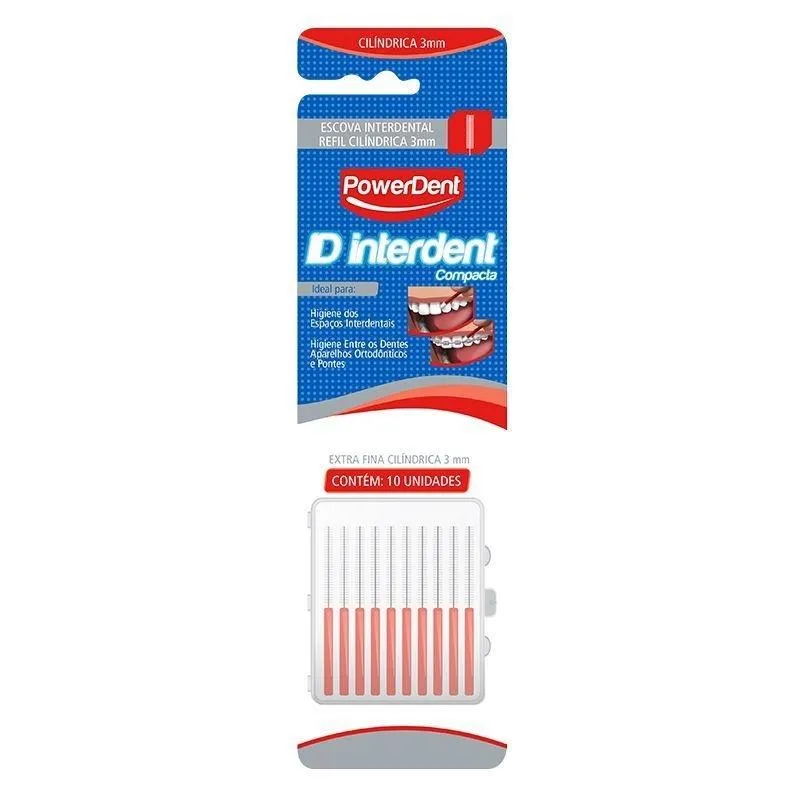 Escova Interdental Cilíndrica Extra Fina 3mm Powerdent (Vermelha)