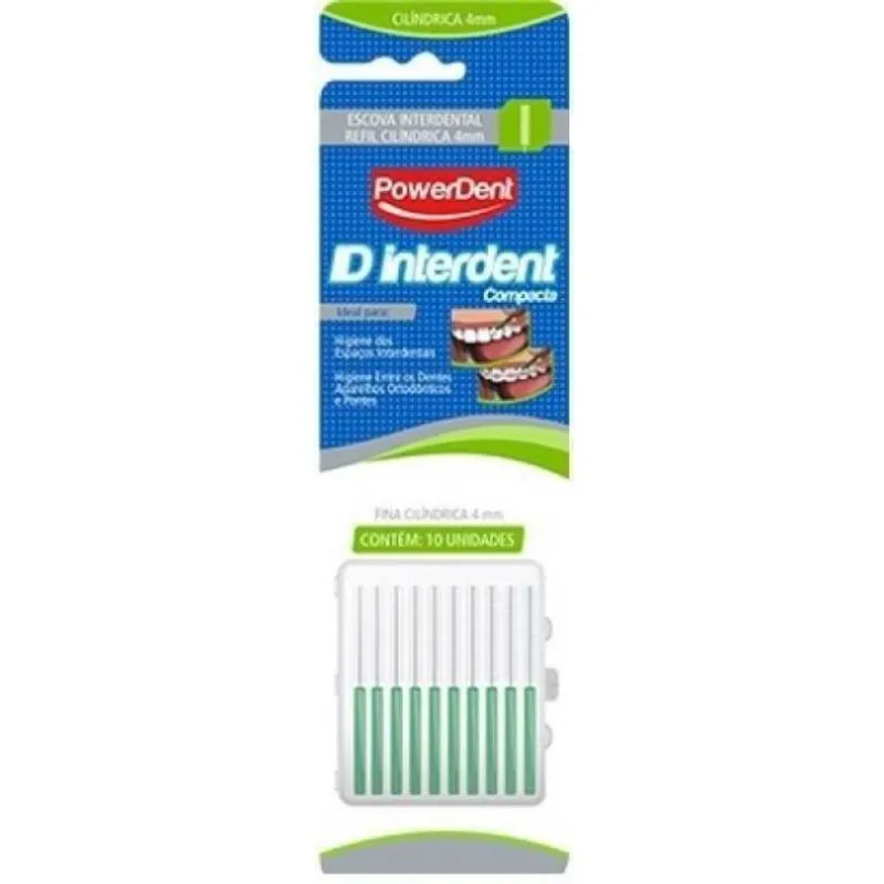 Escova Powerdent Interdental Cilíndrica Fina 4mm Verde