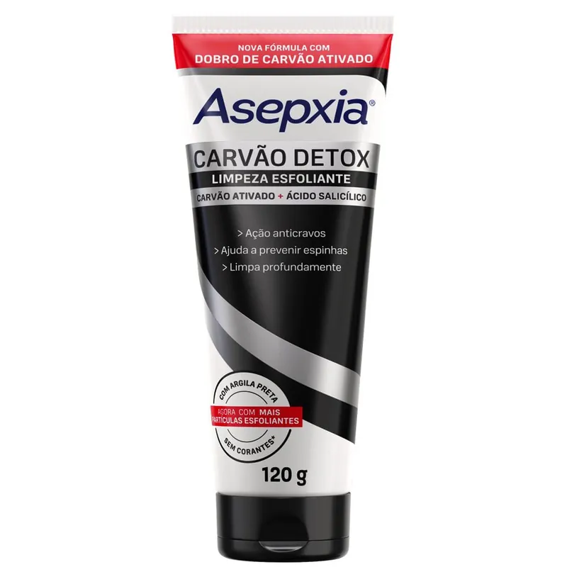 Esfoliante Facial Asepxia Carvão Detox Ácido Salicílico 120g