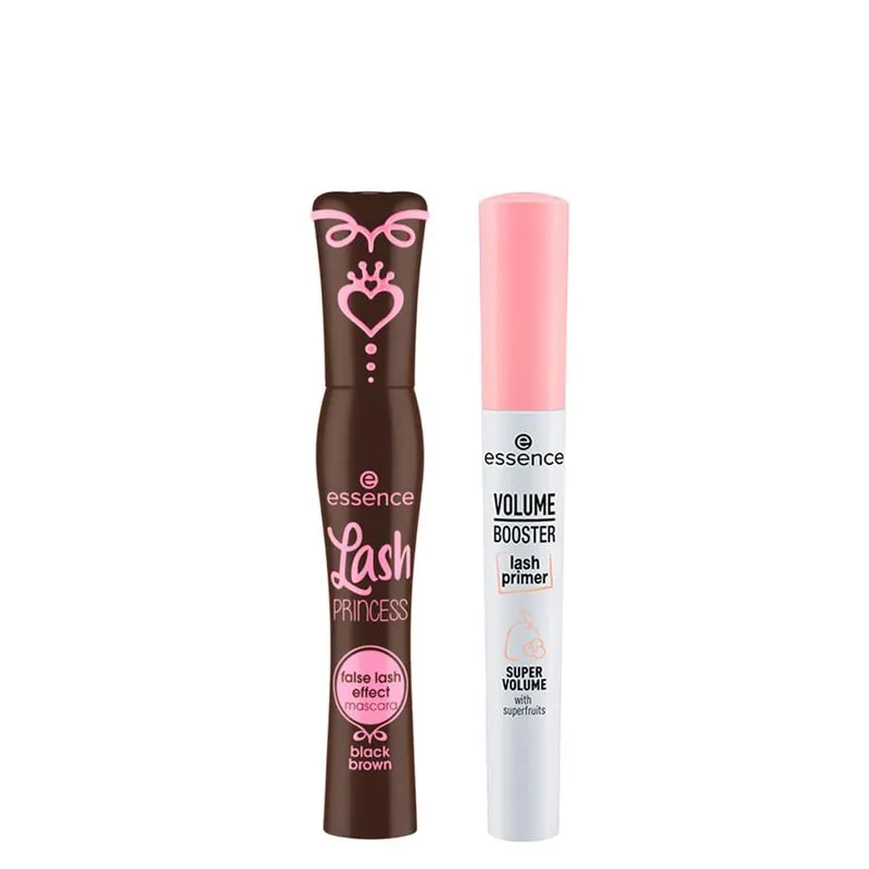 Essence - Kit Primer para Cílios Alongadora Volume Branco 7ml + Máscara para Cílios Lash Princess Alongadora Marrom 12ml