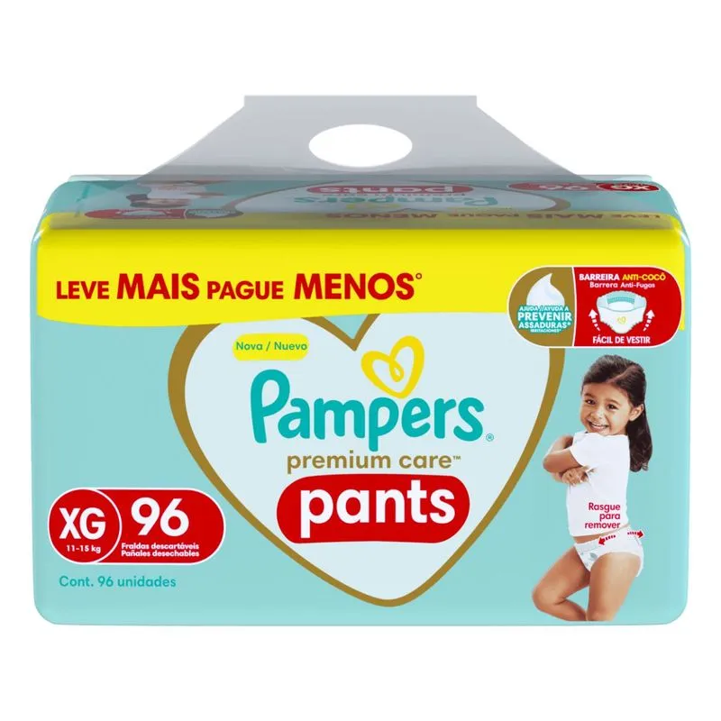 Fralda infantil Pampers Premium Care Pants XG 96 Unidades