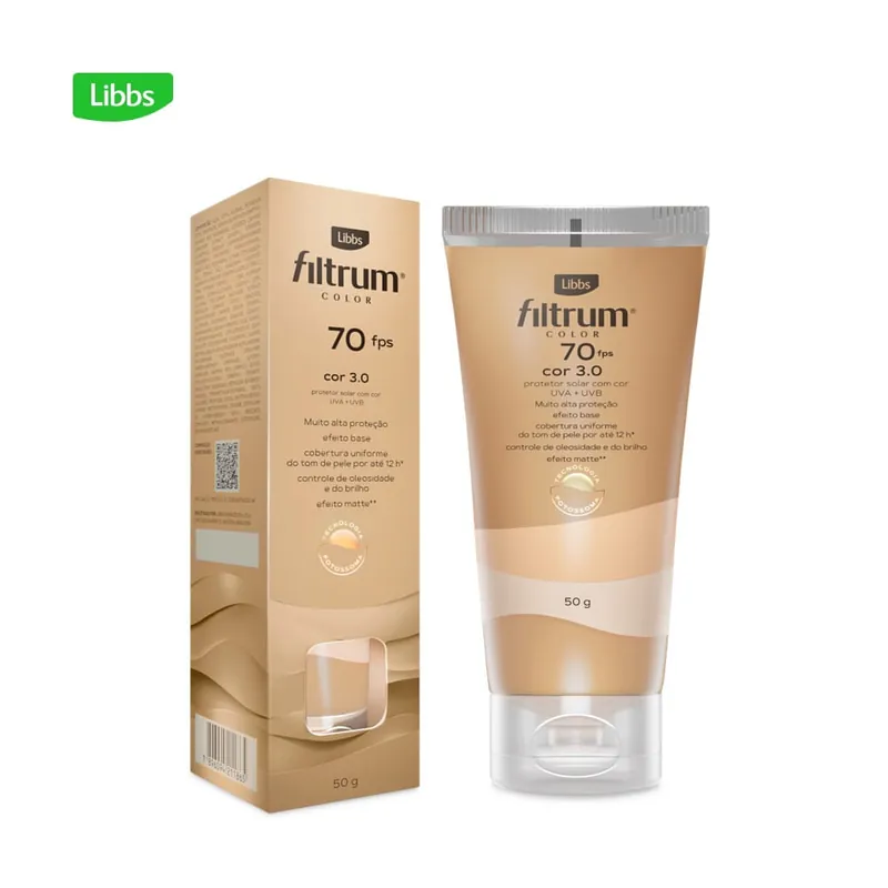 Protetor Solar Facial Filtrum Color FPS70 Cor 3.0 50g