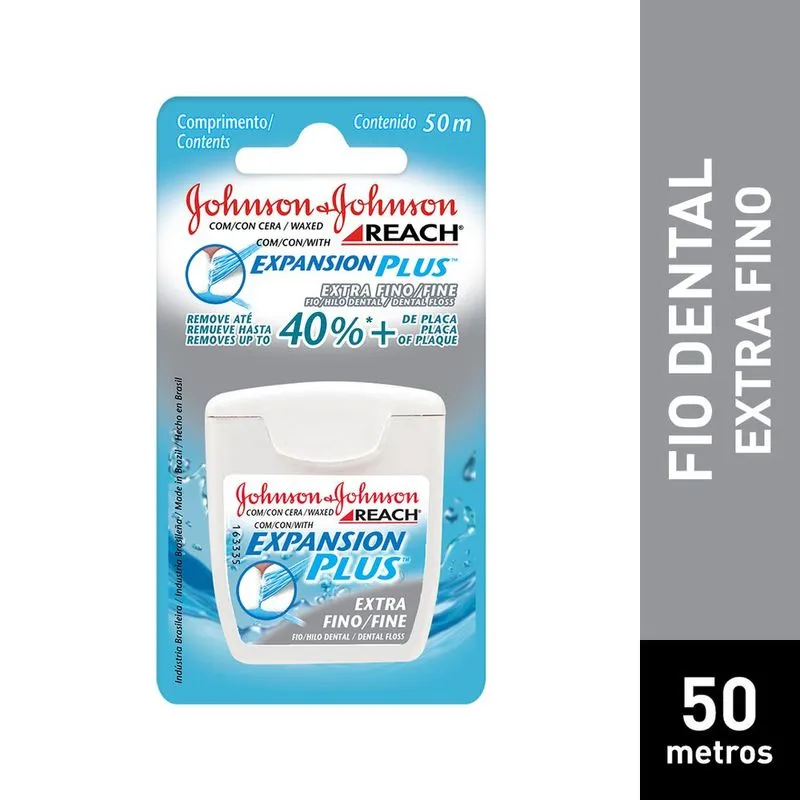 Fio Dental Reach Extra Fino Expansion Plus Sabor Menta 50 metros