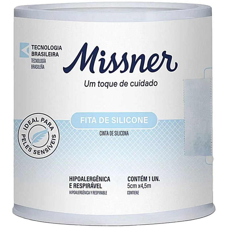 Fita de Silicone Missner Hipoalérgica 5cm x 4,5m - Unidade