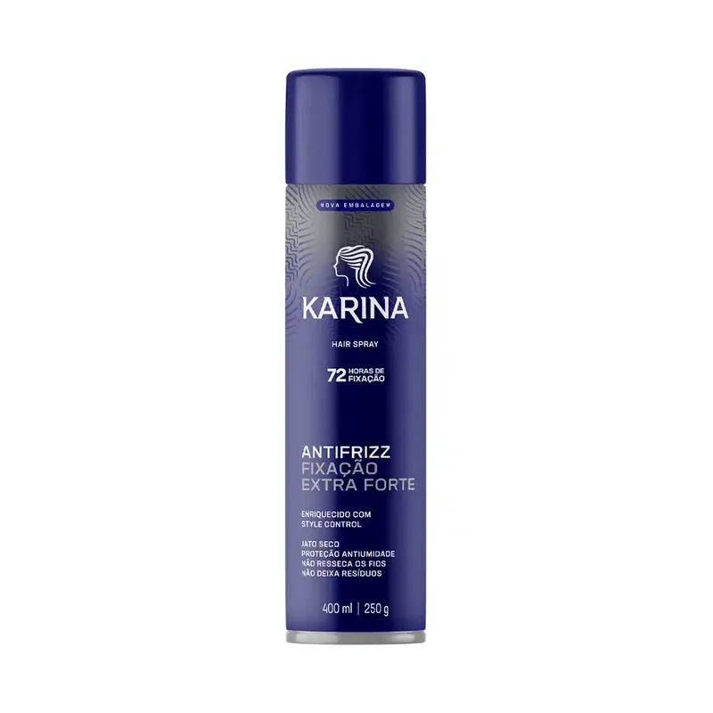 Fixador Capilar Karina Fixação Extra Forte 72h Antf Frizz Aerossol 400ml