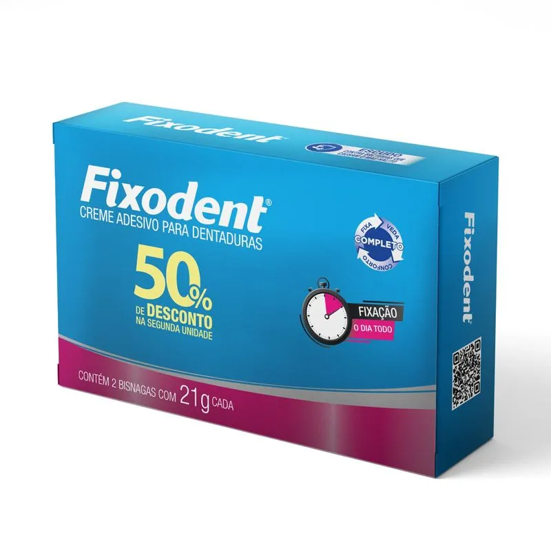 Kit Fixador de Prótese Fixodent Complete Sabor Original Creme 68g 2 Unidades