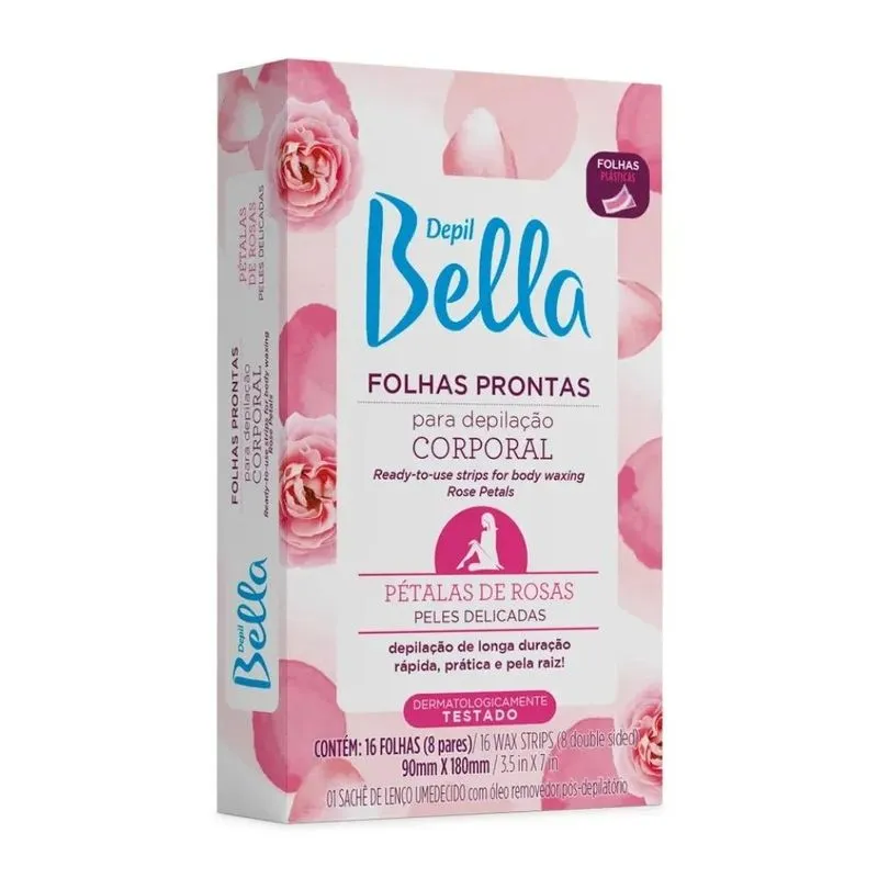 Folhas Depilatórias Corporal Depil Bella - Pétalas de Rosas - 16 Unidades