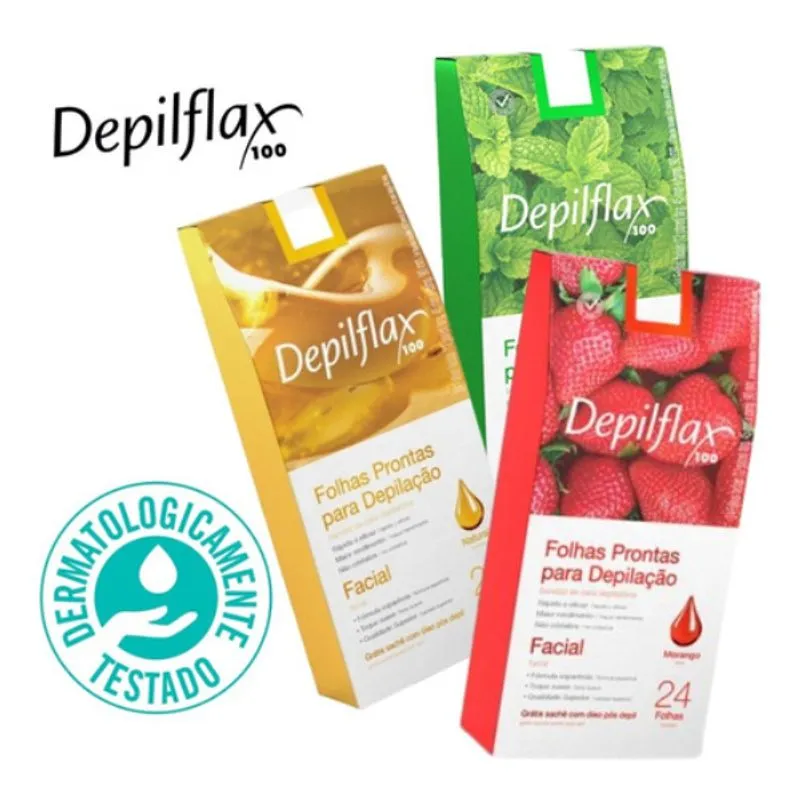 Folhas para Depilação Facial Hortelã Depilflax C/24 Unid