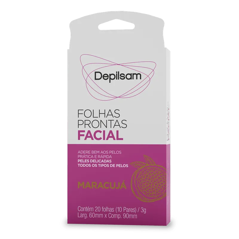 Folhas Prontas Facial Depilsam Maracujá 10 Pares