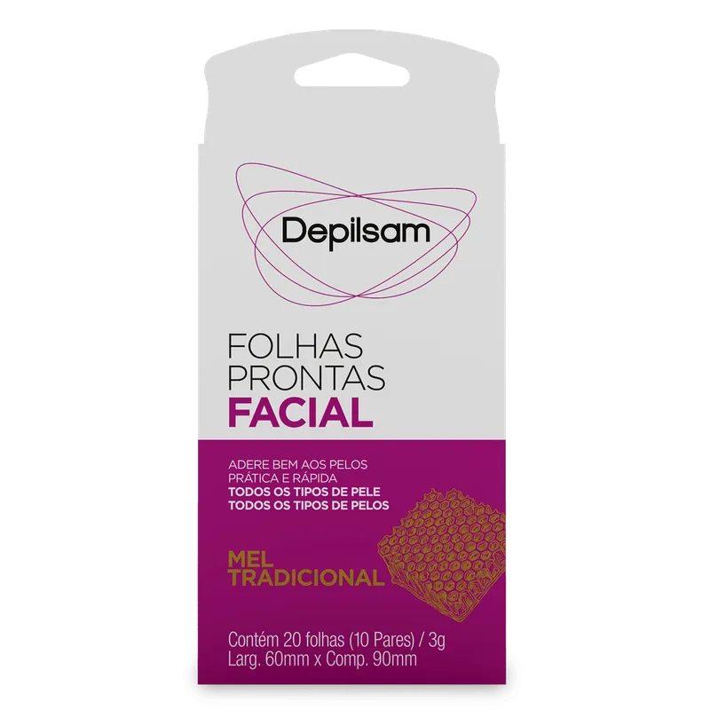 Folhas Prontas Facial Depilsam Mel 10 Pares