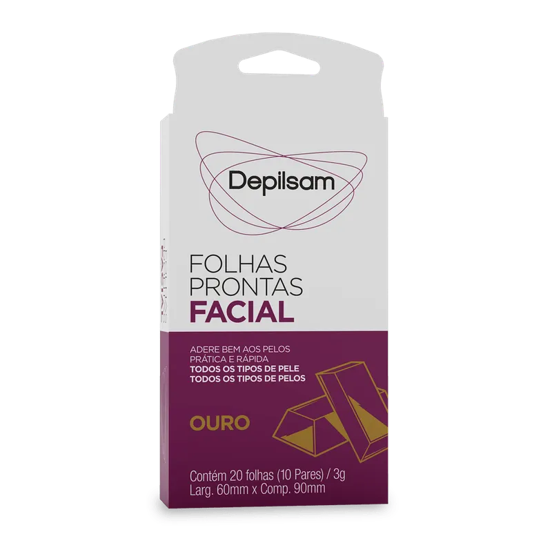 Folhas Prontas Facial Depilsam Ouro 10 Pares