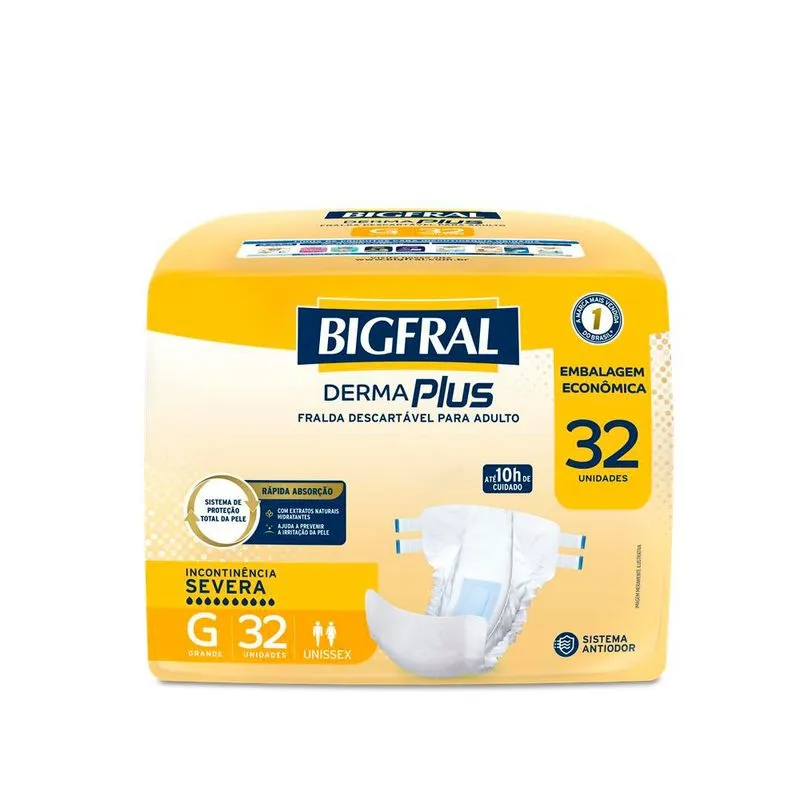 Fralda Descartável Geriatra Bigfral Derma Plus G 32 Unidades