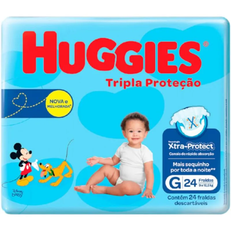 Fralda Huggies Tripla Proteção Jumbo - G - 24 Unidades