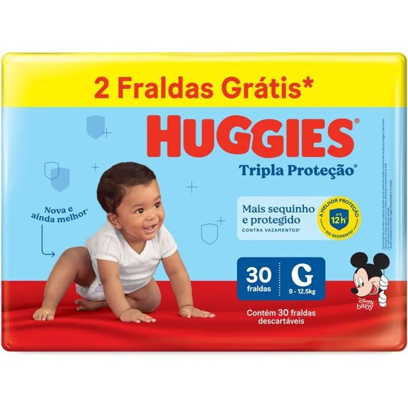 Fralda Huggies Tripla Proteção Meguinha G - 30 Unidades