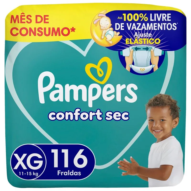 Fralda Pampers Confort Sec XG 116 Unidades