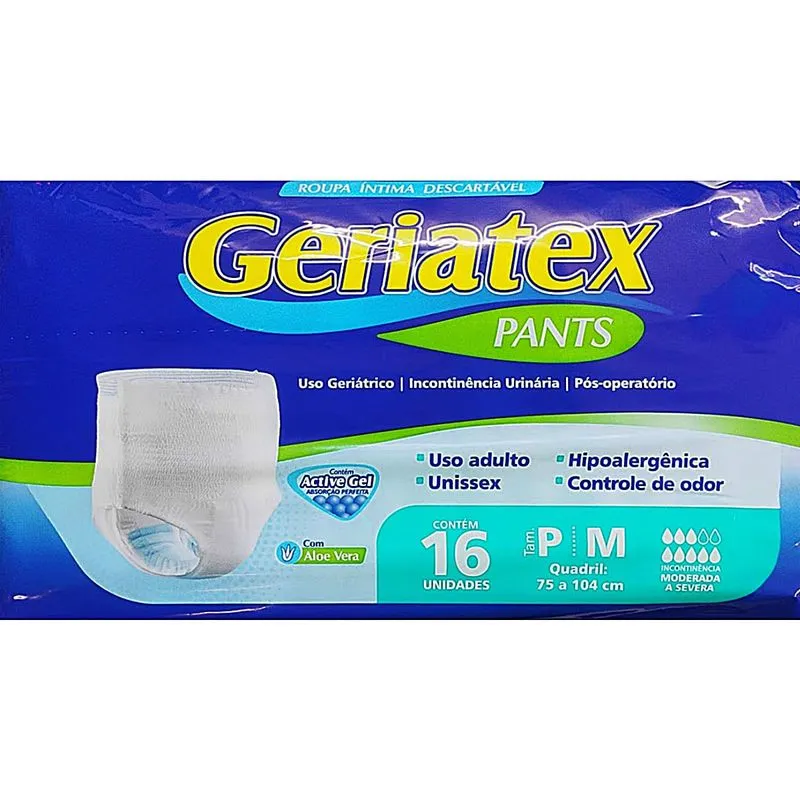Geriatex - Pants - Roupa Íntima Descartável - Tam P/M - 16 Unidades
