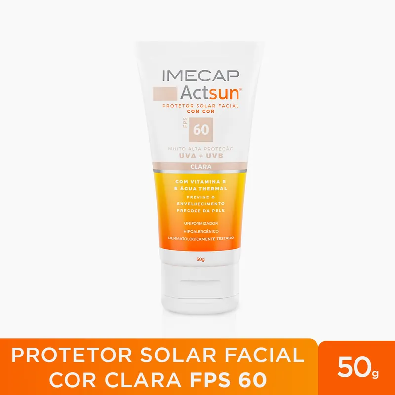 Protetor Solar Facial Imecap Actsun FPS60 Cor Clara 50g