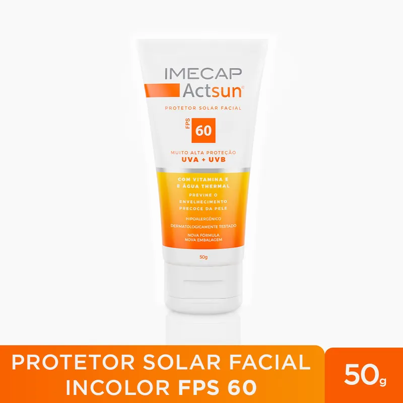 Protetor Solar Facial Imecap Actsun FPS60 Sem Cor 50g