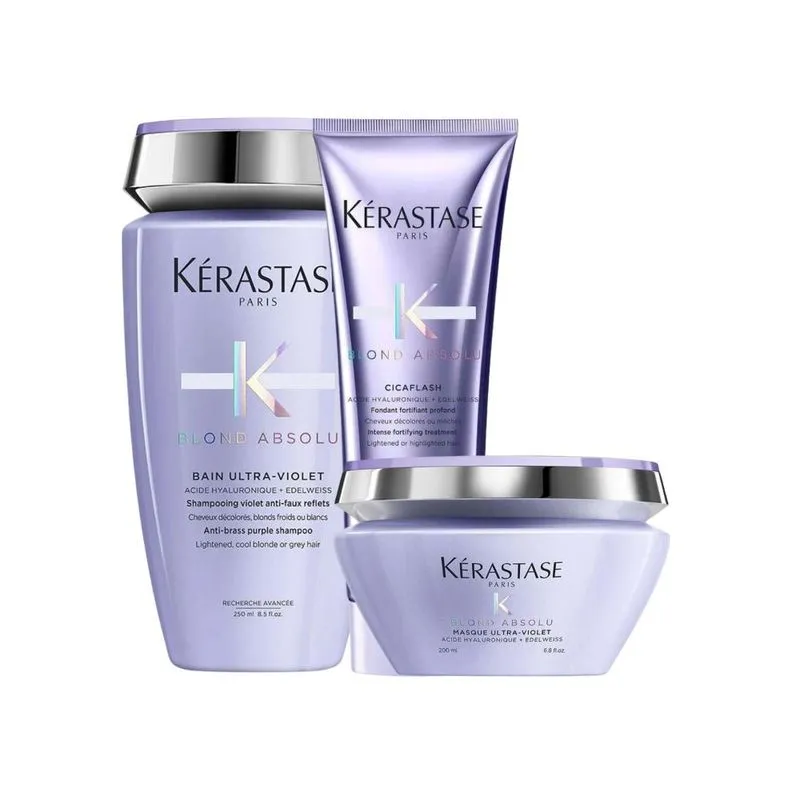 Kérastase Blond Absolu Ultra Violet Tratamento Shampoo + Condicionador 250ml + Máscara 200ml
