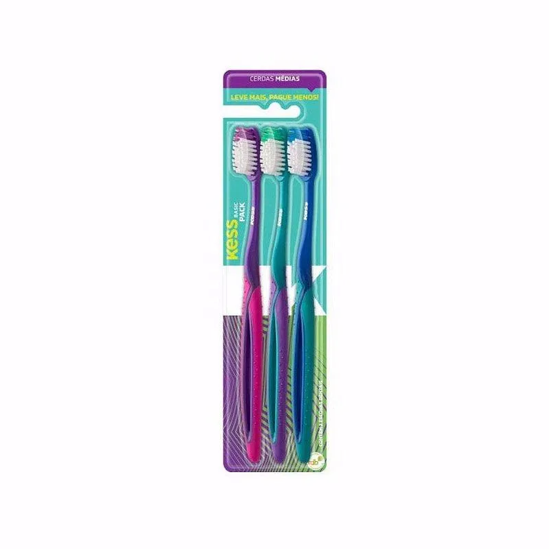 Kess - Pack Escovas Dentais Basic Plus - 3 unidades