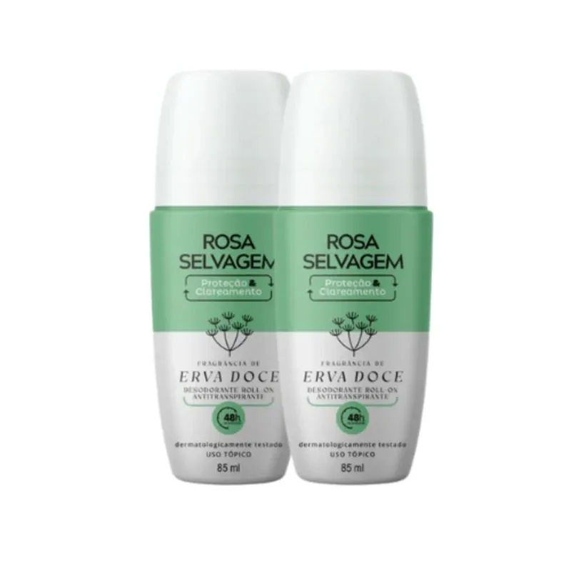 Kit 2 Desodorantes Clareador Rosa Selvagem Erva Doce 85ml