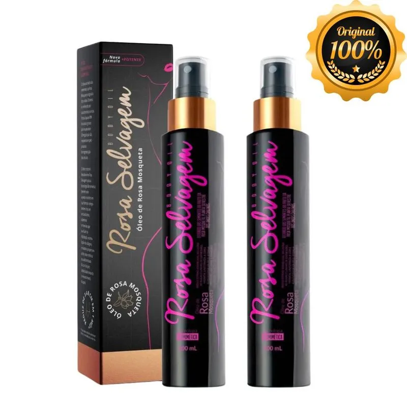 Kit 2 Un Óleo Corporal de Rosa Mosqueta Bodyoil Rosa Selvagem 100ml