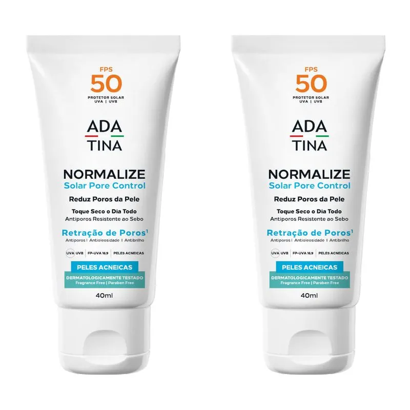 Kit 2 Unidades Protetor Solar 12HS Toque Seco Poros, Cravos e Oleosidade Normalize Pore Control FPS 50