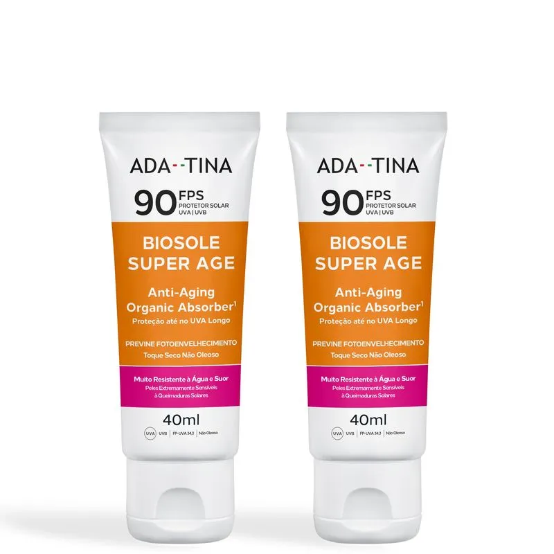Kit 2un Protetor Solar Biosole Super Age FPS 90 12hs 40ml