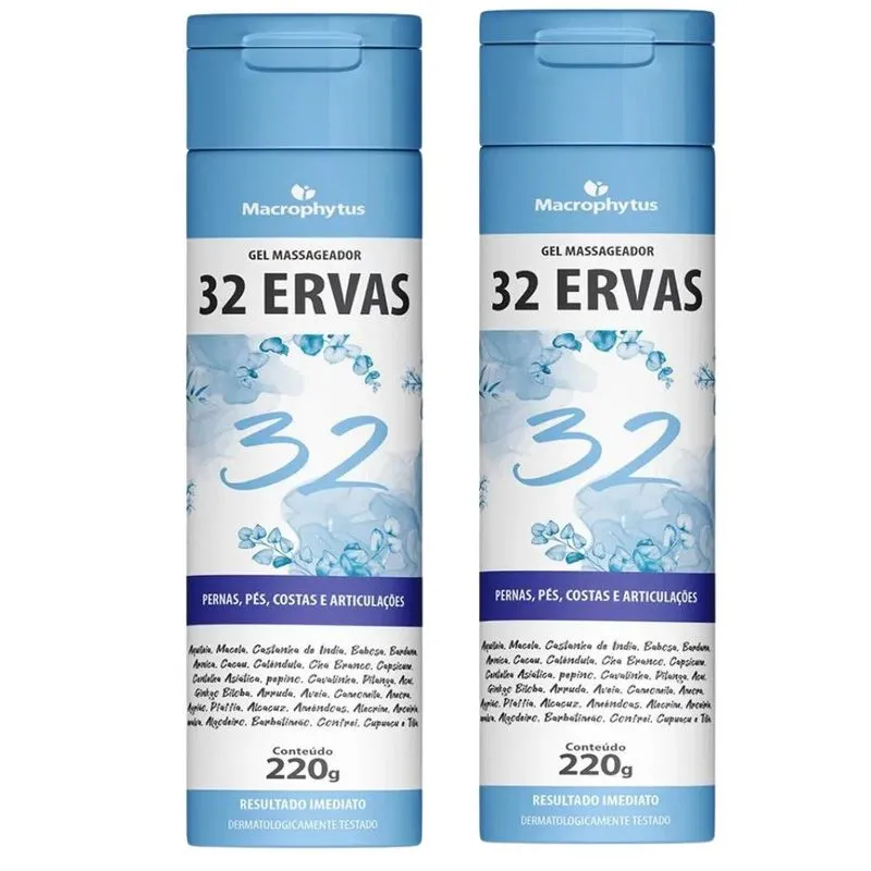 KIT 2X Gel Massageador 32 Ervas 220g - Macrophytus