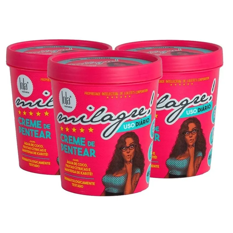 Kit 3 Cremes Para Pentear Lola Milagre 450g
