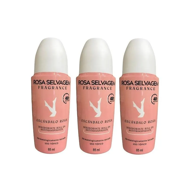 Kit 3 Desodorante Roll-On Escândalo - Rosa Selvagem - 85ml