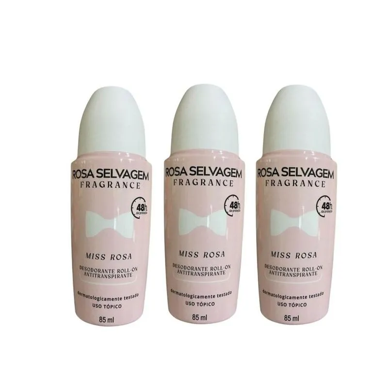 Kit 3 Desodorante Roll-On Miss - Rosa Selvagem - 85ml