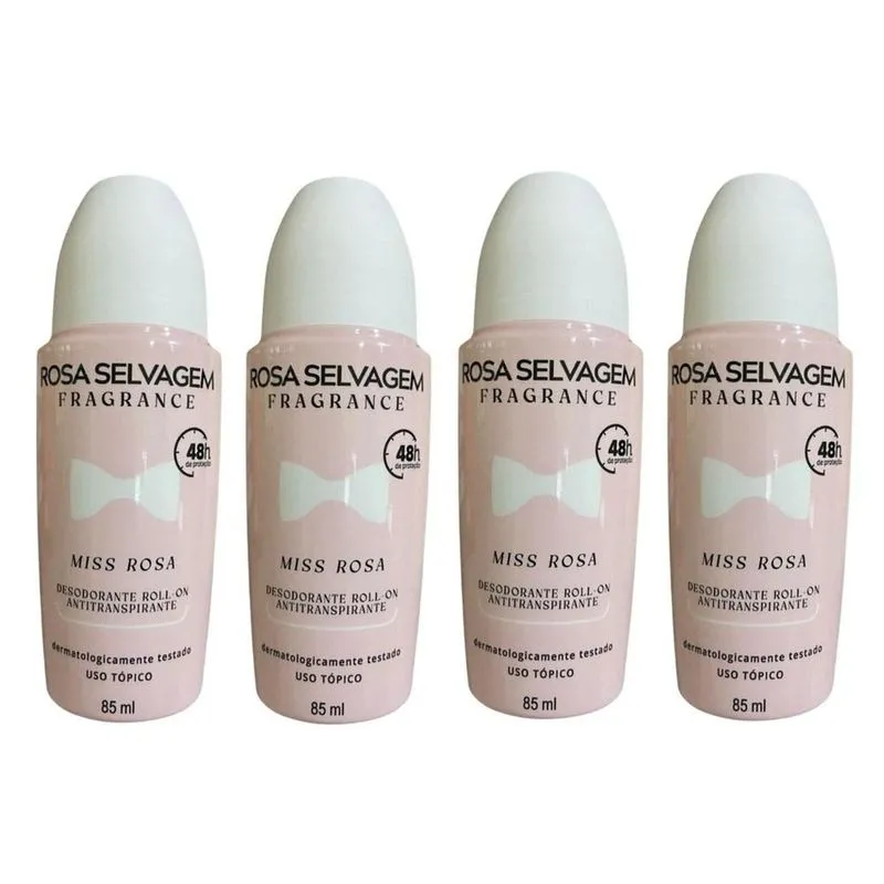 Kit 4 Desodorante Roll-On Miss - Rosa Selvagem - 85ml