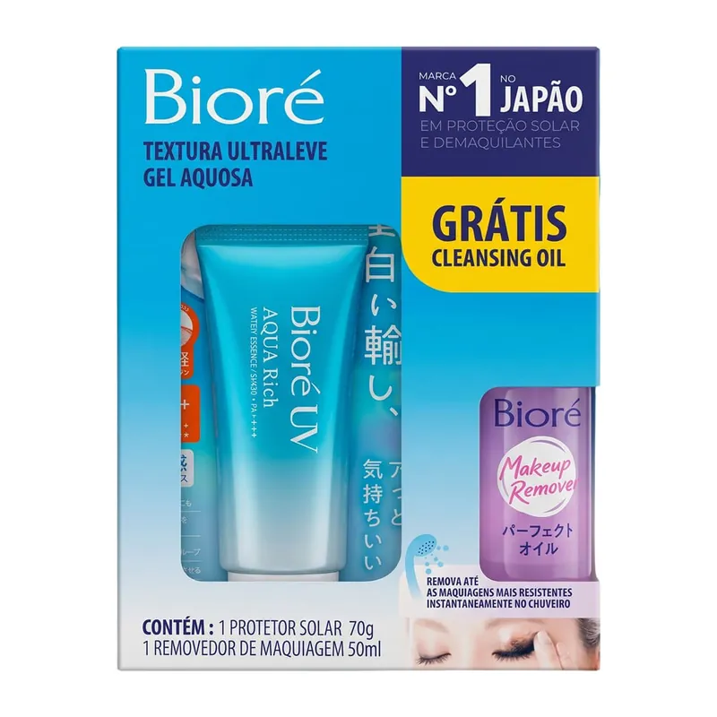 Kit Bioré Protetor Solar Uv Aqua Rich 70g + Óleo Demaquilante 50ml
